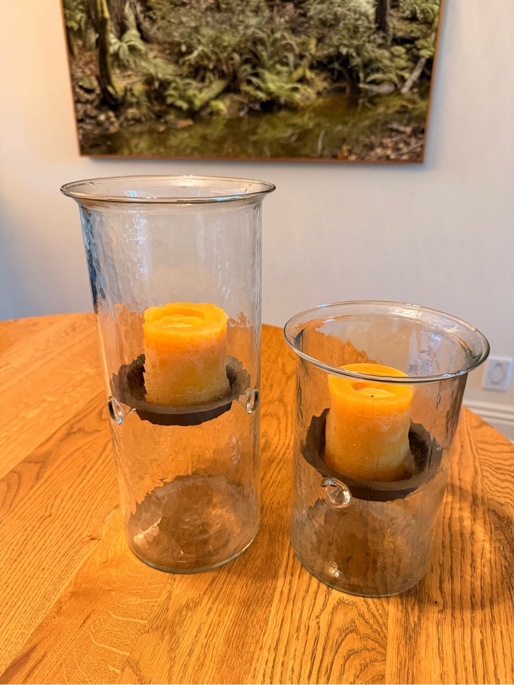 Tall Glass Hurricane Candle Holders, set of 2